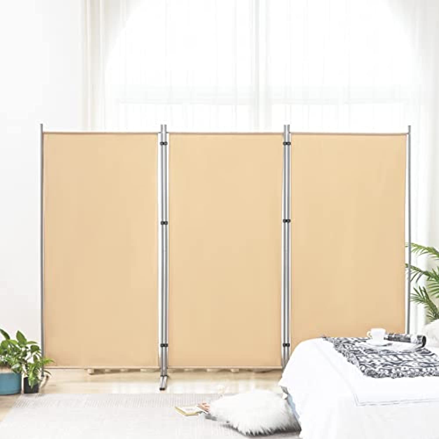 3 Panel Room Divider, 6 Ft Tall Folding Privacy Screen 102" W X 23" D x 71" H (Arch)