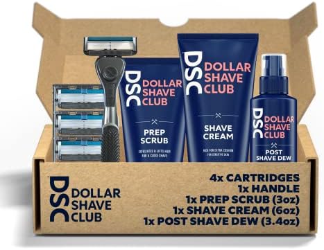 Dollar Shave Club | 6-Blade Ultimate Shave Bundle | Diamond Grip Club Series Razor Handle, 6-Blade Club Series Razor Cartridges, Prep Scrub 3oz, Shave Cream 6oz, Post Shave Dew 3.4oz
