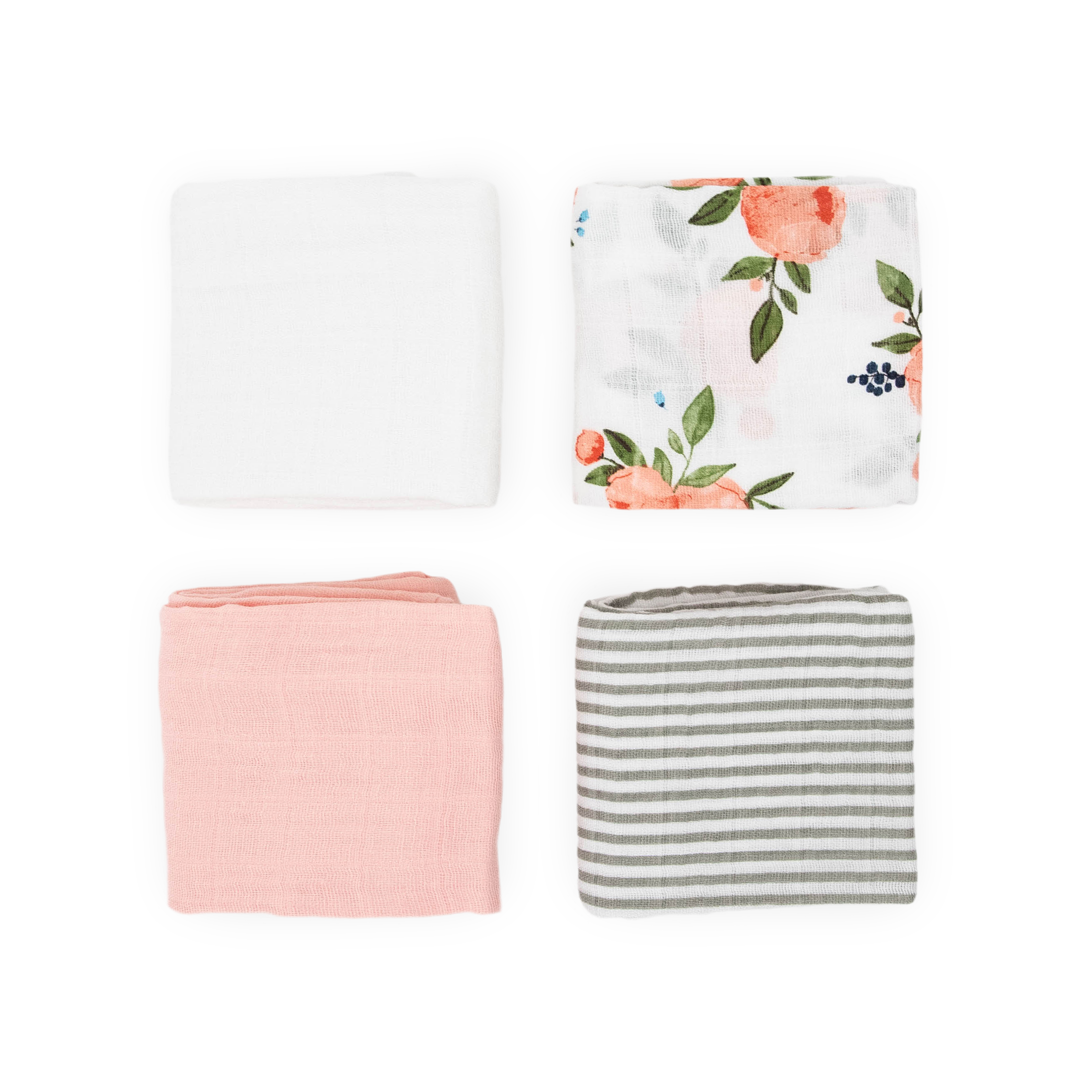 Cotton Muslin Squares 4 Pack - Watercolor Roses