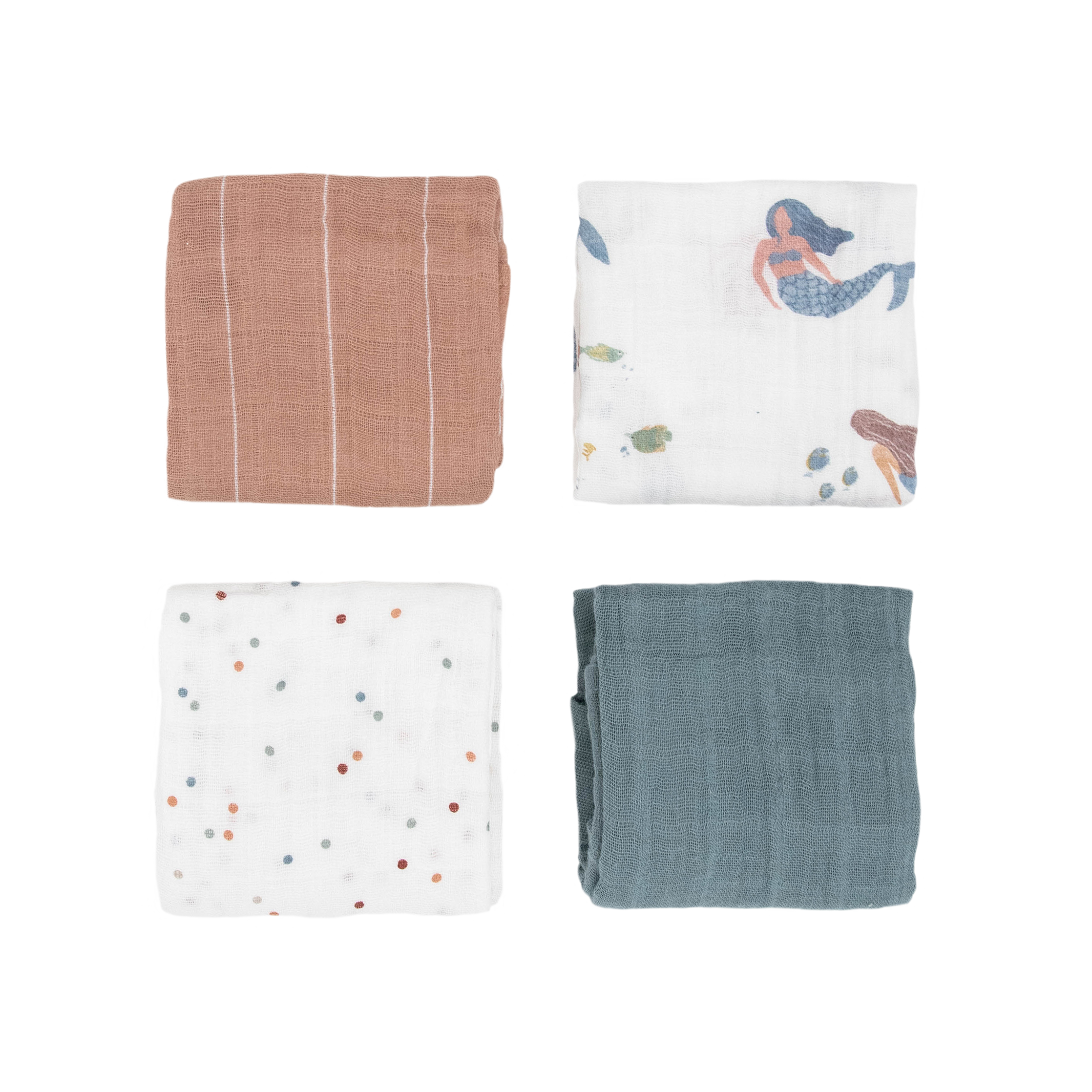 Cotton Muslin Squares 4 Pack - Mermaids